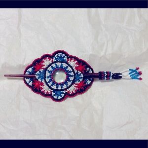 Beaded Native/Tribal Barrettes w/ Hair Pin NWOT